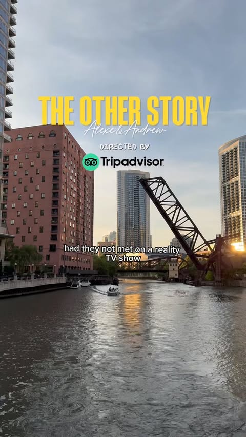 Instagram post by @alexe.godin for Tripadvisor. Caption reads: A true love story thanks to @tripadvisor 🤍 #ad....