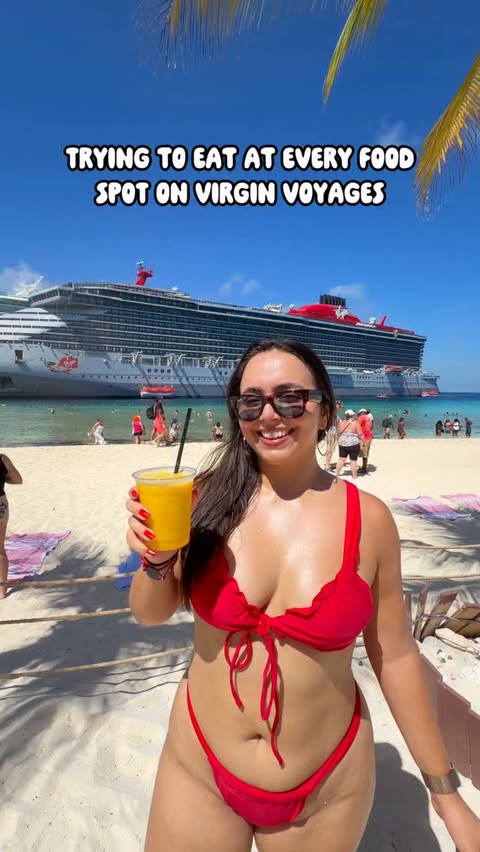 Instagram post by @iviethefoodie for Virgin Voyages. Caption reads: [...] days of trying to eat my way through....