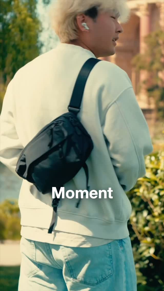 Instagram post by @its.mattg for Moment. Caption reads: [...] bag - The Everything Sling 4L #shotonmoment....