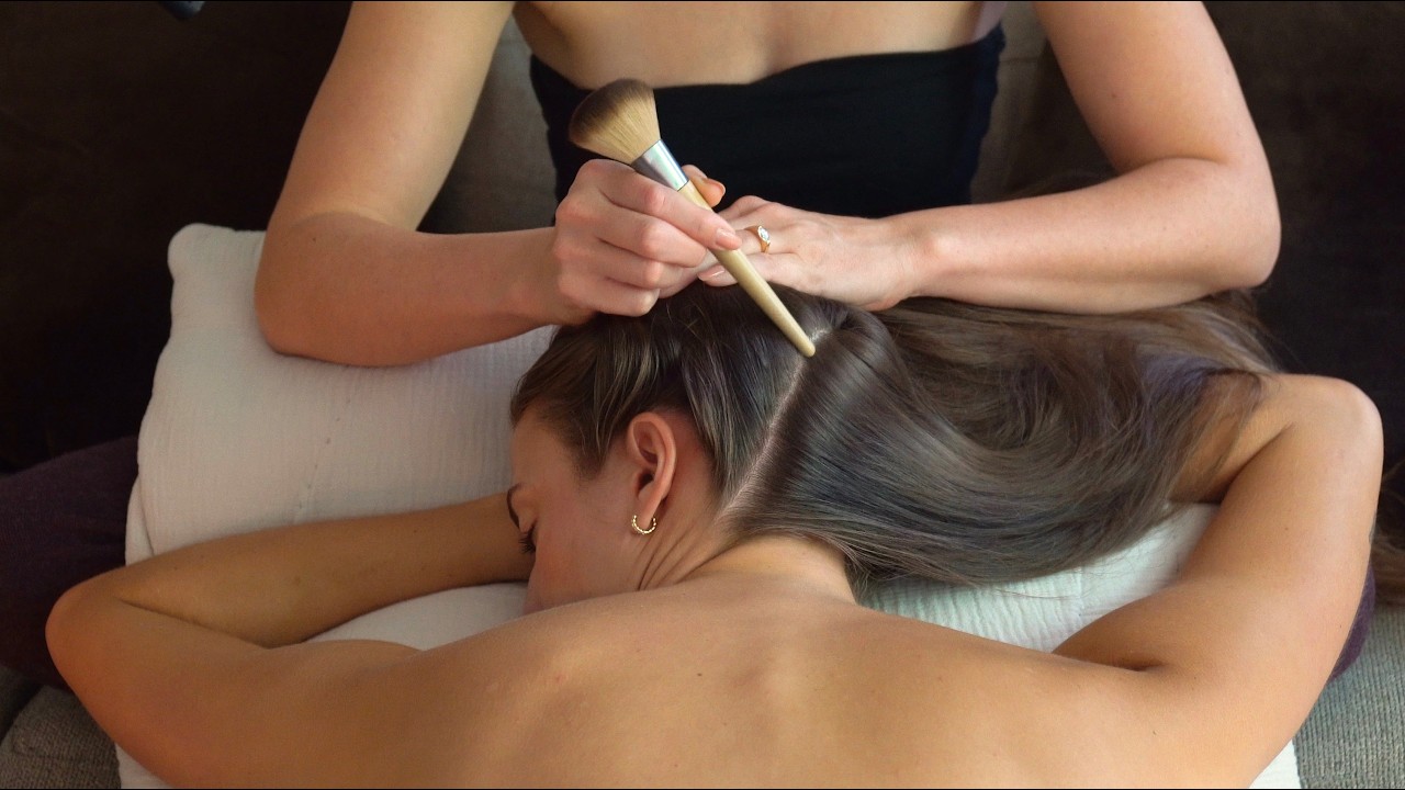 YouTube post by @emvyASMR for ClassPass. Caption reads: ASMR Real Person Intense Tingles 🫠 Hair Play,....