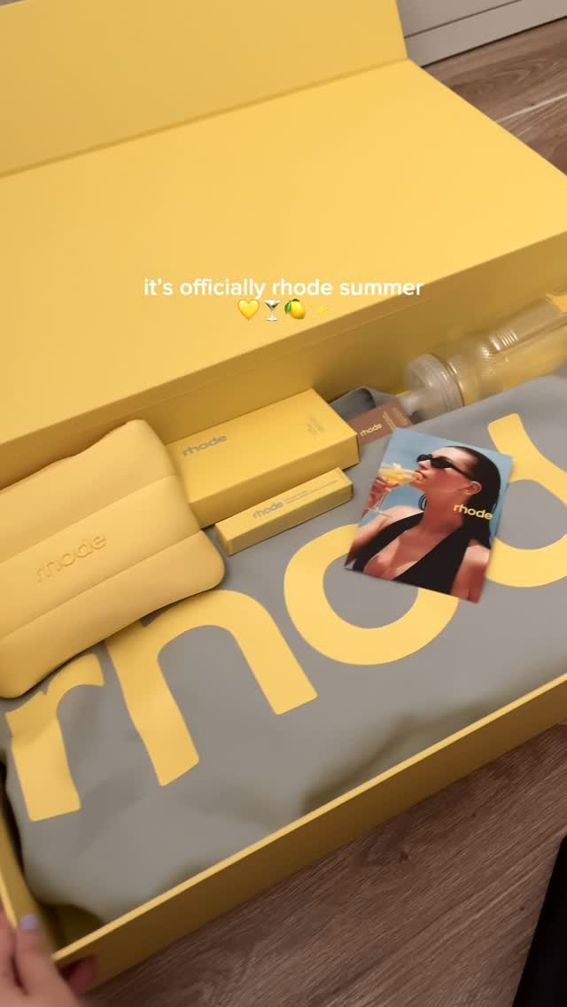 Instagram post by @milkydew_ for Rhode Skin. Caption reads: It’s a @rhode summer, loving all the yellow + new....