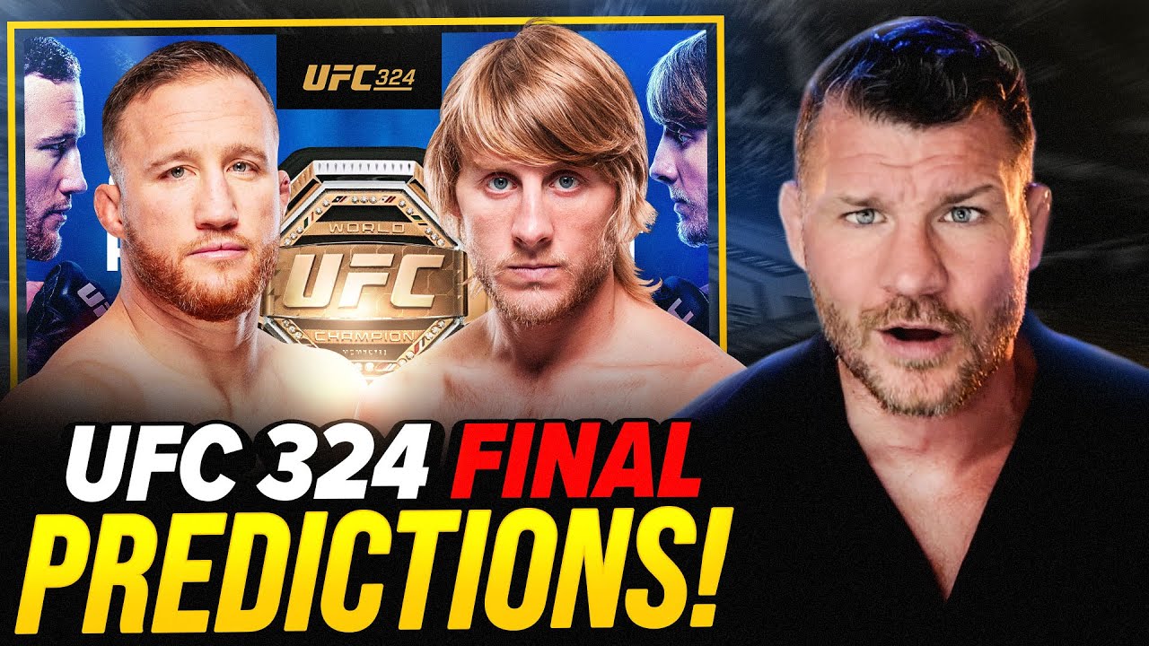 YouTube post by @bisping for DraftKings. Caption reads: 'WHO WINS; PADDY VS JUSTIN!?' BISPING picks UFC....