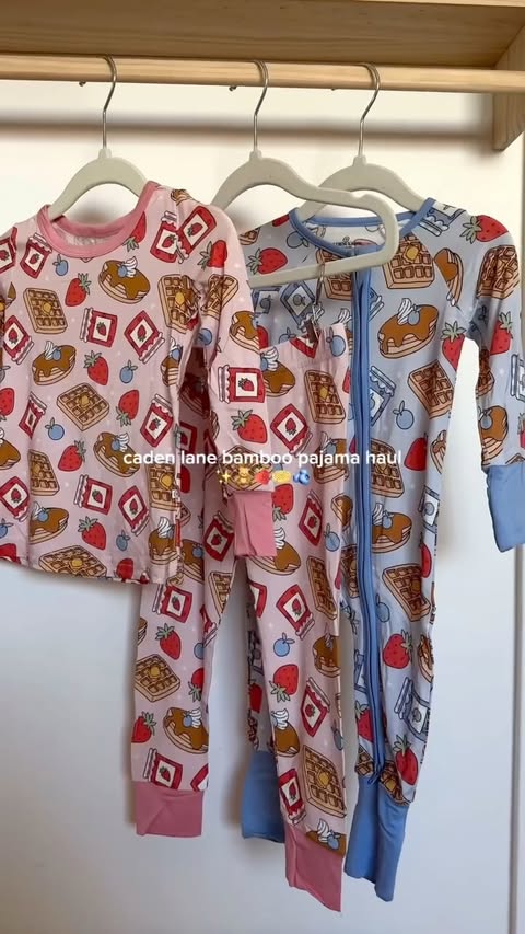 Instagram post by @natatat._ for Caden Lane. Caption reads: cozy pjs 🤝🏻 cute prints 🧇🍓🫐 @cadenlane . . .....