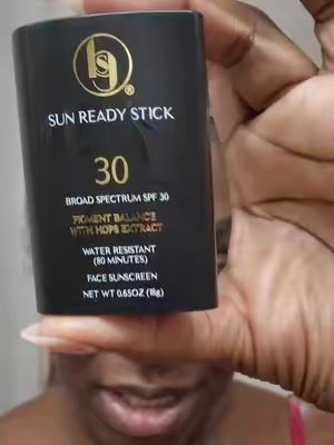 TikTok post by @shanstartts for Black Girl Sunscreen. Caption reads: Come on @Black Girl Sunscreen 🤏🏾🤏🏾 I....
