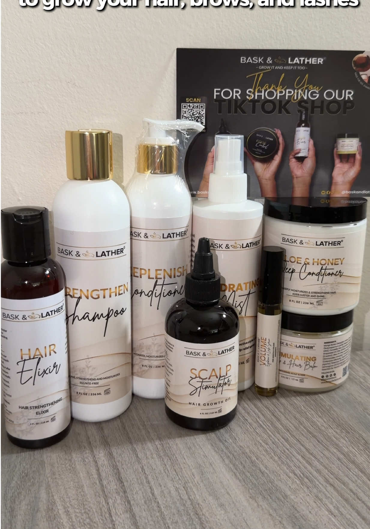 TikTok post by @icylikeaspen for Bask and Lather Co. Caption reads: [...] brow & lash serum! Limited time @Bask and....