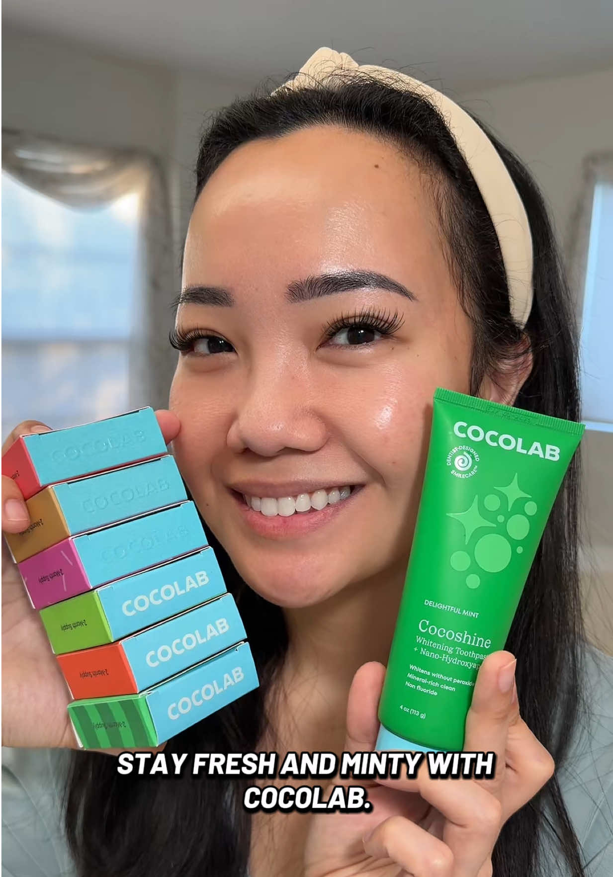 TikTok post by @ladybuttercakes for Cocofloss. Caption reads: 🦷✨ Upgrading my oral care routine with Cocolab.....