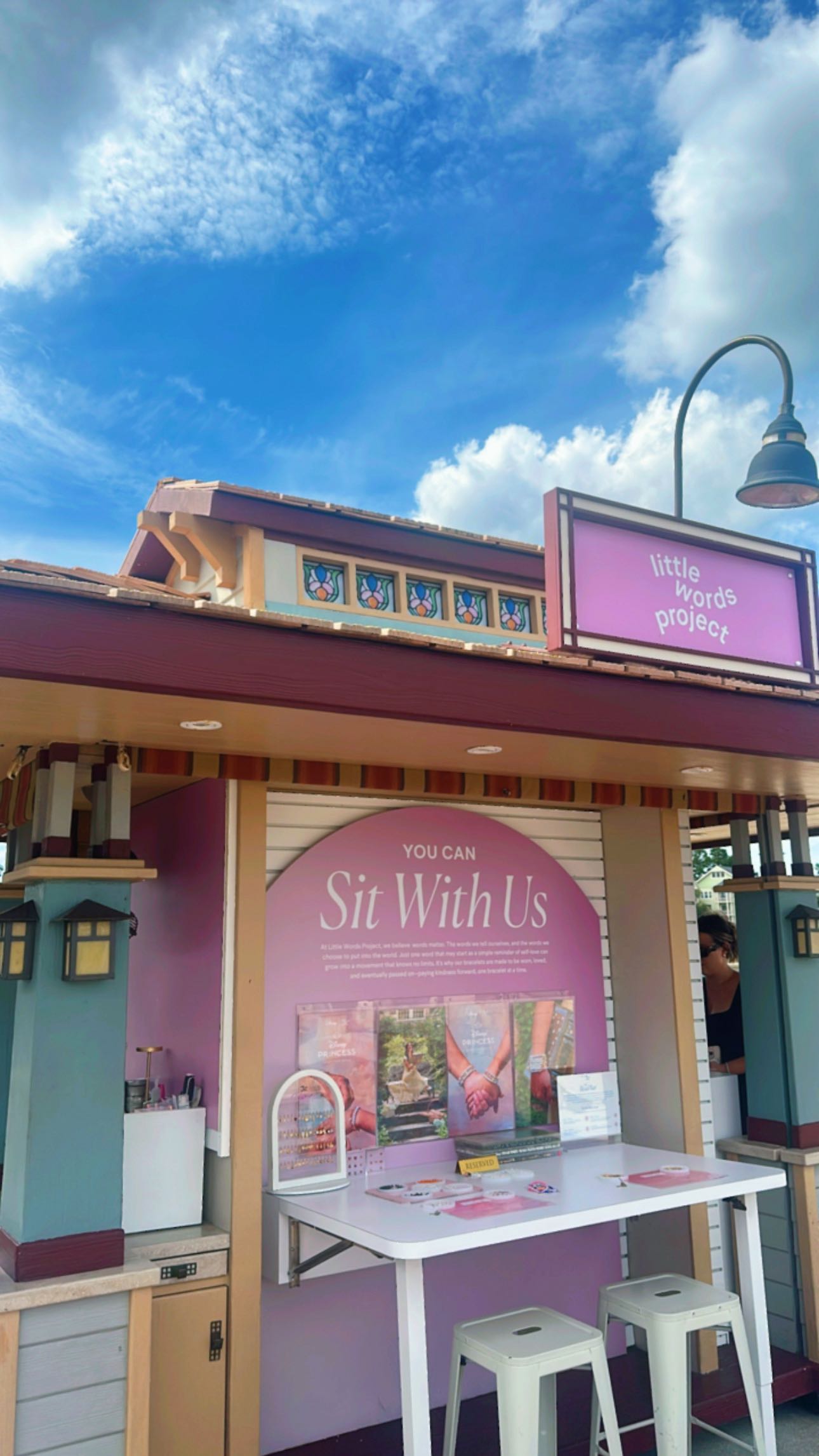 Instagram post by @jordynsothen for Little Words Project. Caption reads: Yapping and making beaded bracelets with....