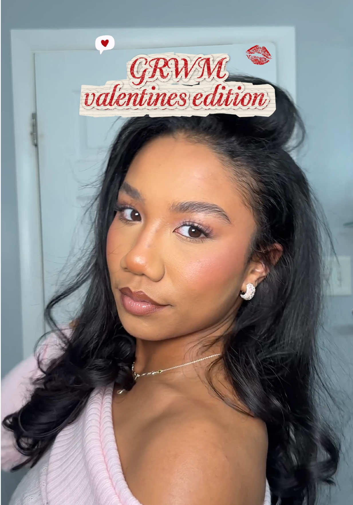 TikTok post by @maryamthomasss for d’Alba. Caption reads: here’s my Valentine’s Day GRWM from yesterday 💌....