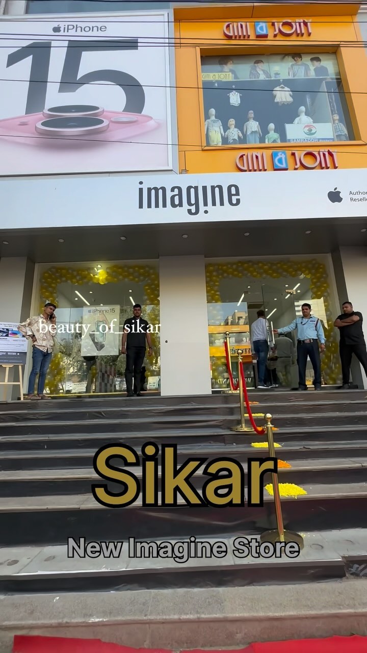Instagram post by @beauty.of.sikar for Imagine Apple Premium Partner. Caption reads: Imagine Apple Store Now in Sikar 
#ad....