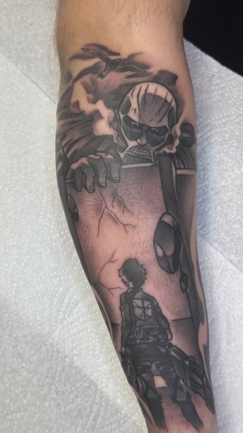 Instagram post by @anime_tattoosuk for JCONLY. Caption reads: [...] ? Sponsored by @electrum_ink @biotat_....