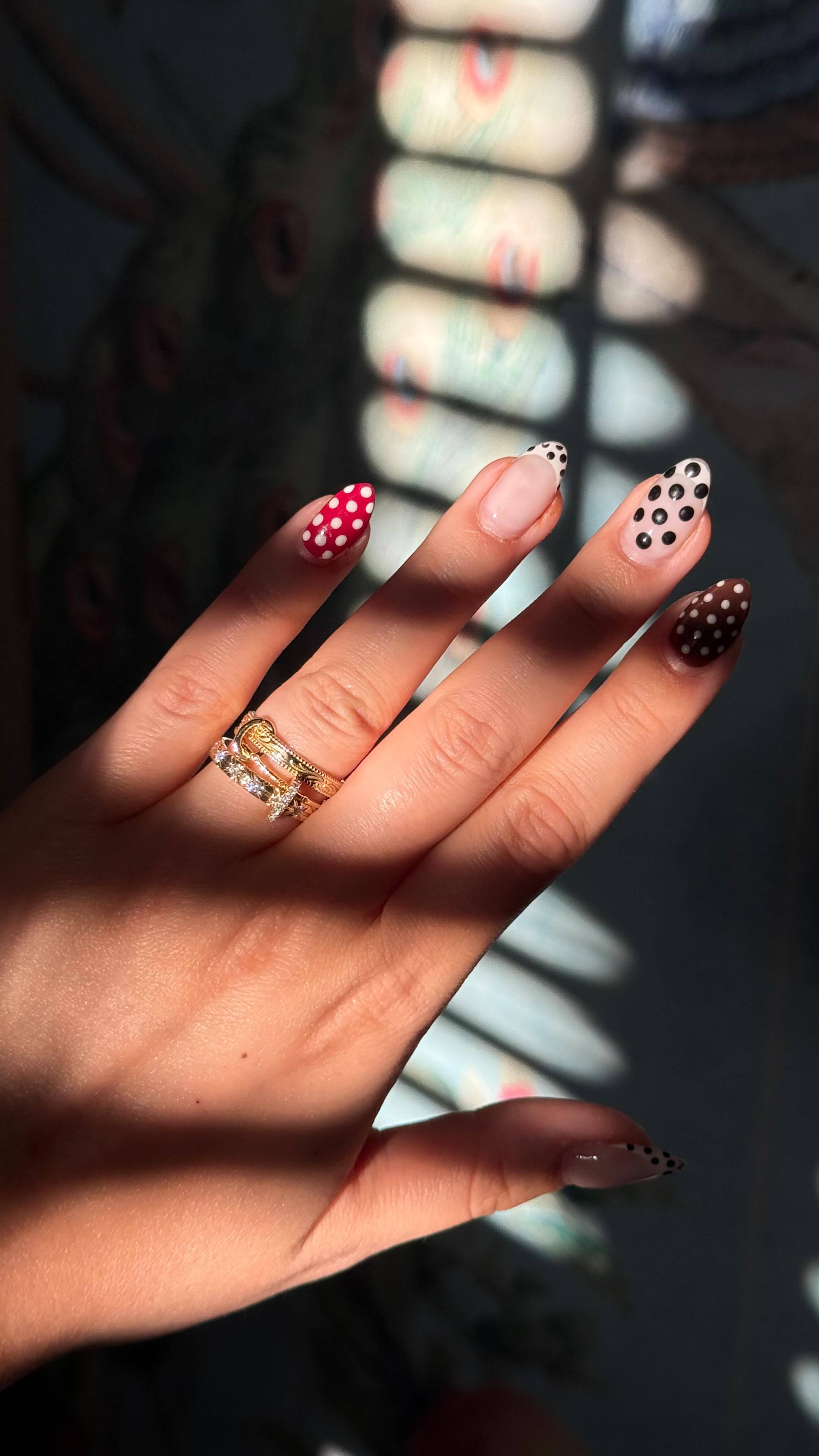 Instagram post by @elizabethfelger for Local Eclectic. Caption reads: [...] fav ring stack ✨ built it myself w/....