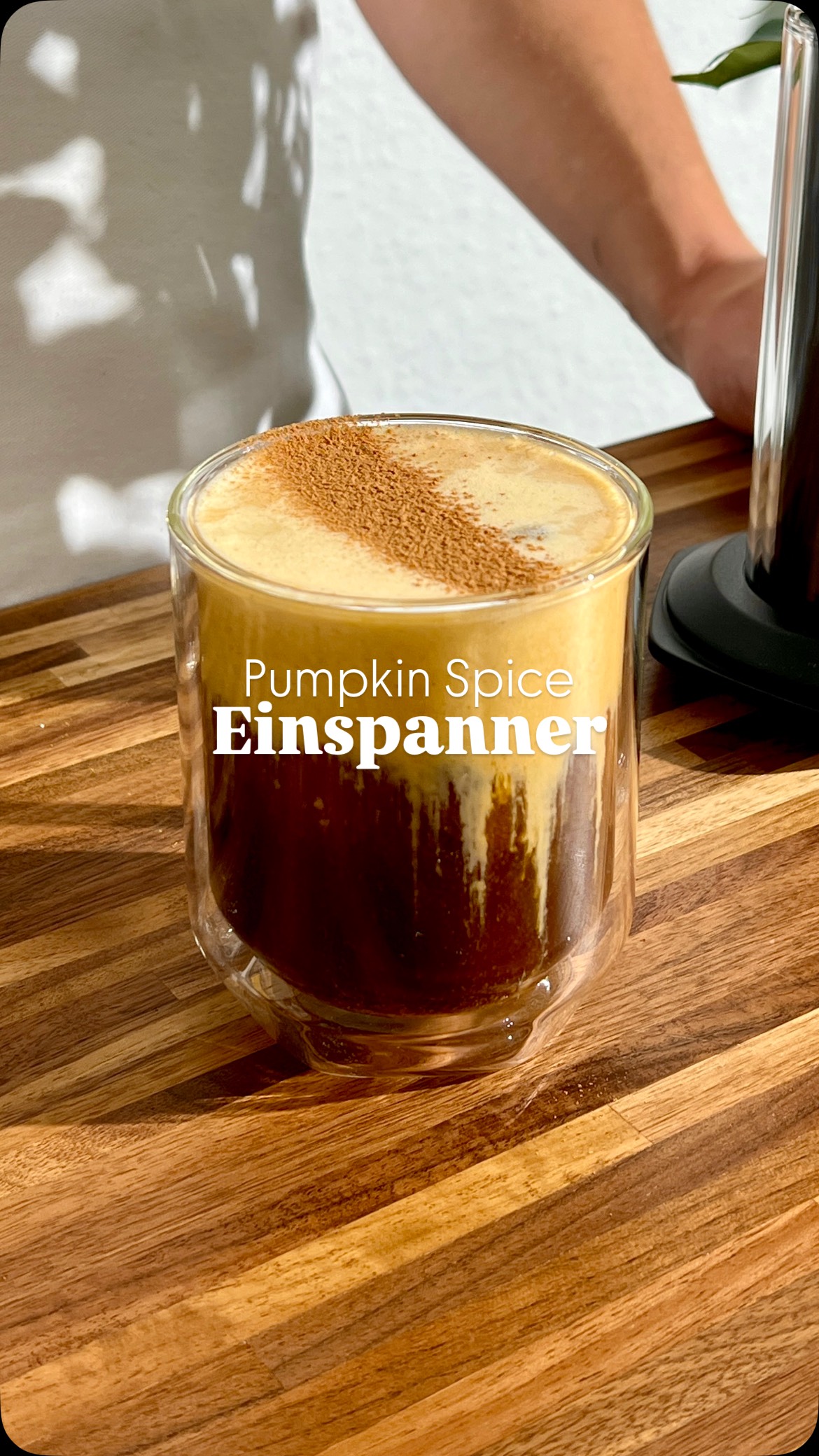 Instagram post by @yourcoffeedude for AeroPress. Caption reads: Pumpkin Spice Einspänner w\ @aeropress 🍂☕️ Recipe....