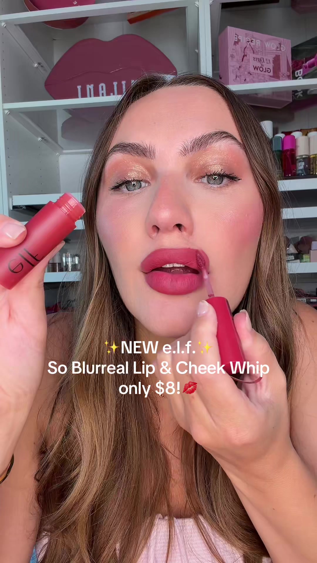 TikTok post by @daniellamagee for e.l.f. Cosmetics. Caption reads: [...] whipped formula ✨💋💄 @e.l.f. Cosmetics....