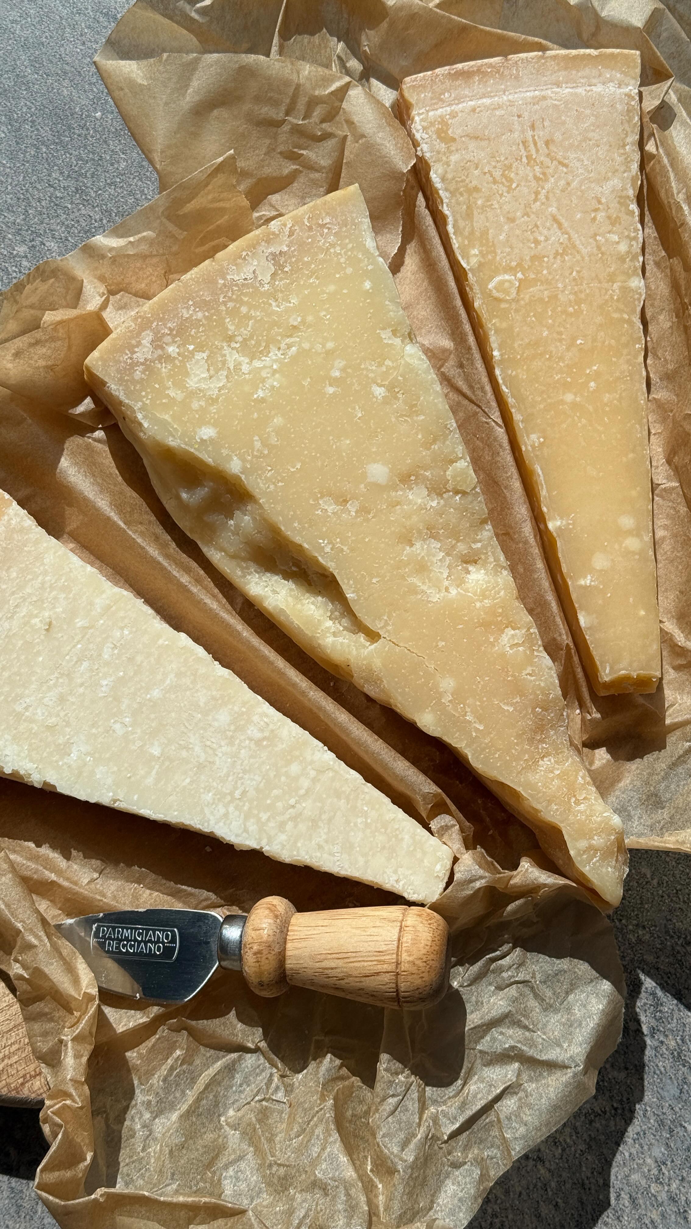 Instagram post by @rosiemackeanpastaqueen for Parmigiano Reggiano. Caption reads: #ad My tasting guide to @parmigianoreggianouk . It....