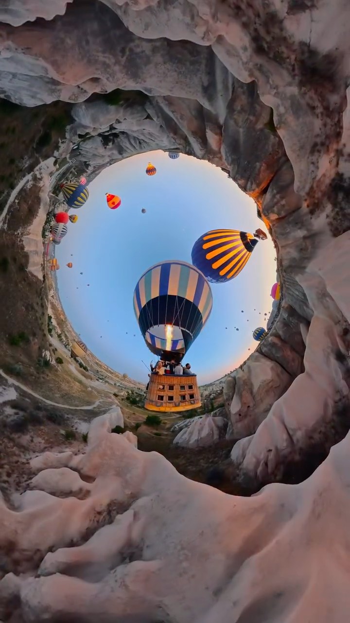 Instagram post by @dotzsoh2 for Insta360. Caption reads: living my life up in the sky ✨🎈🌅🌄🏞️✨ sunrise....