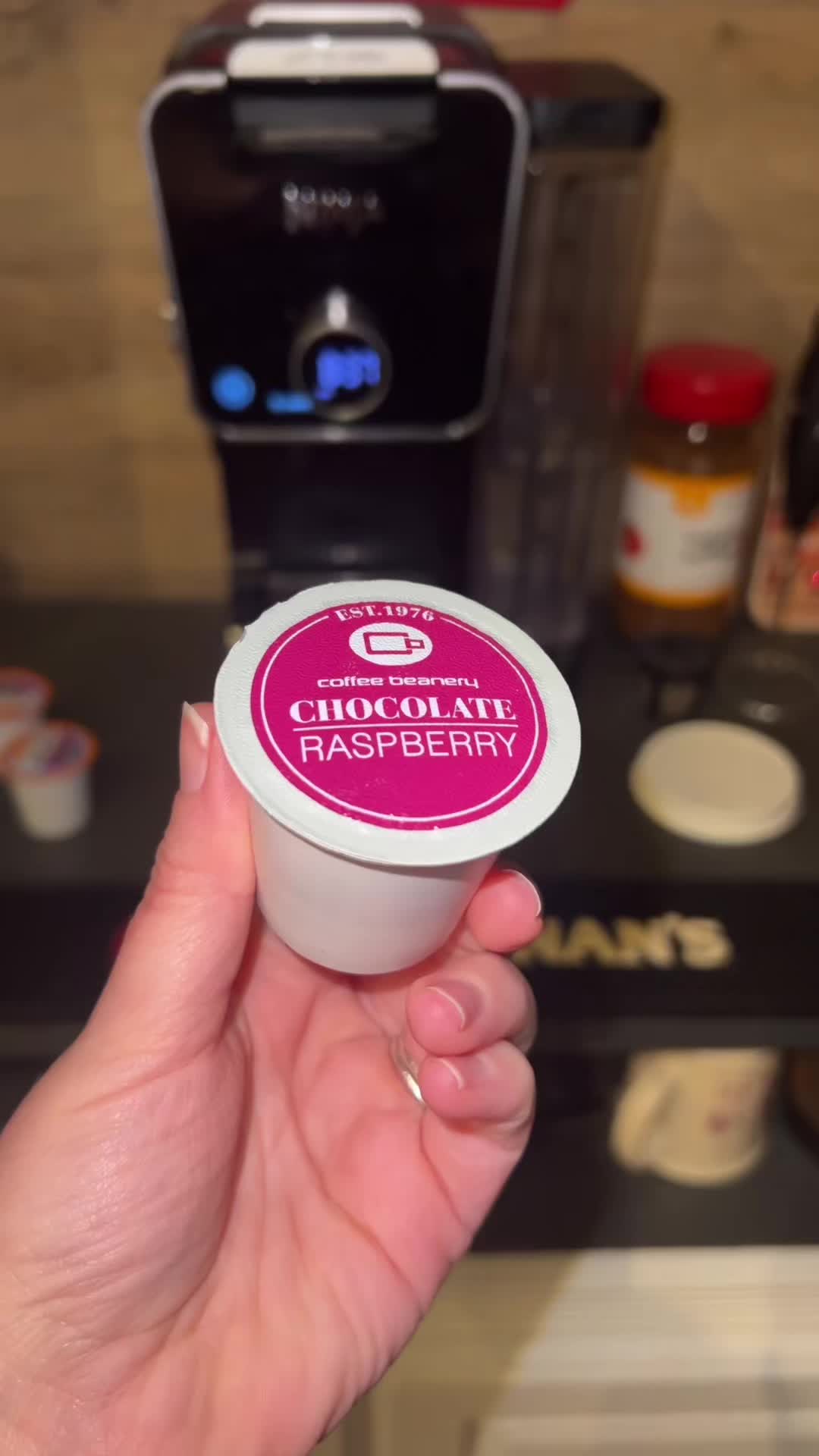 TikTok post by @tayusry2 for Coffee Beanery. Caption reads: Chocolate covered raspberry @Coffee Beanery -....