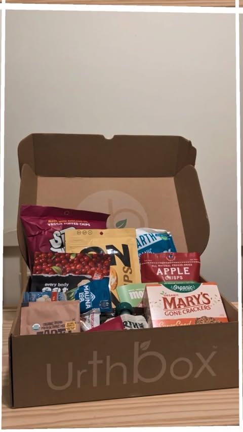 Instagram post by @asenainamerica for UrthBox. Caption reads: #urthbox #collaboration #vegansnack ##healtysnack....