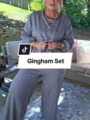 TikTok post by @markiewilliams5 for OmmigO. Caption reads: OK, this Gingham set is 10/10!! @Ommig #2pieceset....