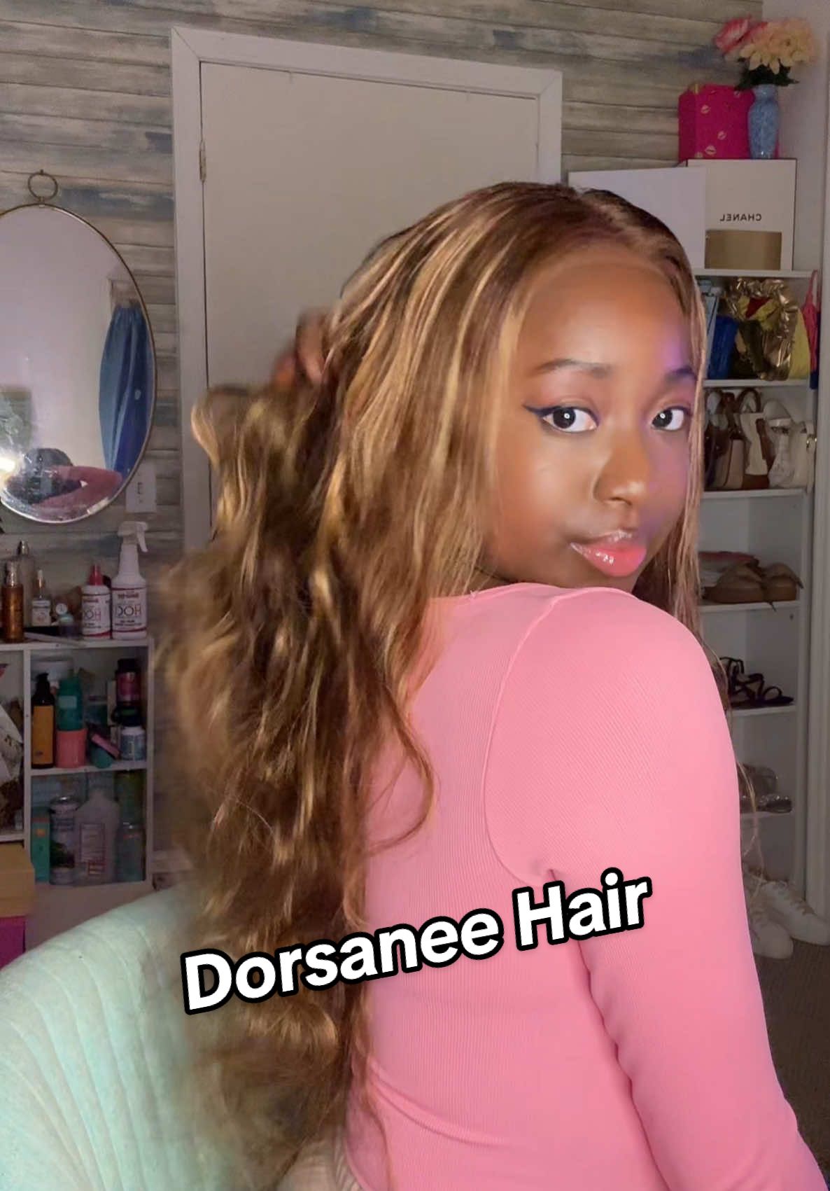 TikTok post by @gracemagerz for Dorsanee Hair. Caption reads: Loving this color from @Dorsanee Hair Use Code....