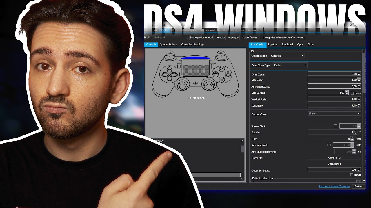 YouTube post by @MathysM for EasySMX. Caption reads: Use a NON-XBOX Controller on PC - DS4 Windows.