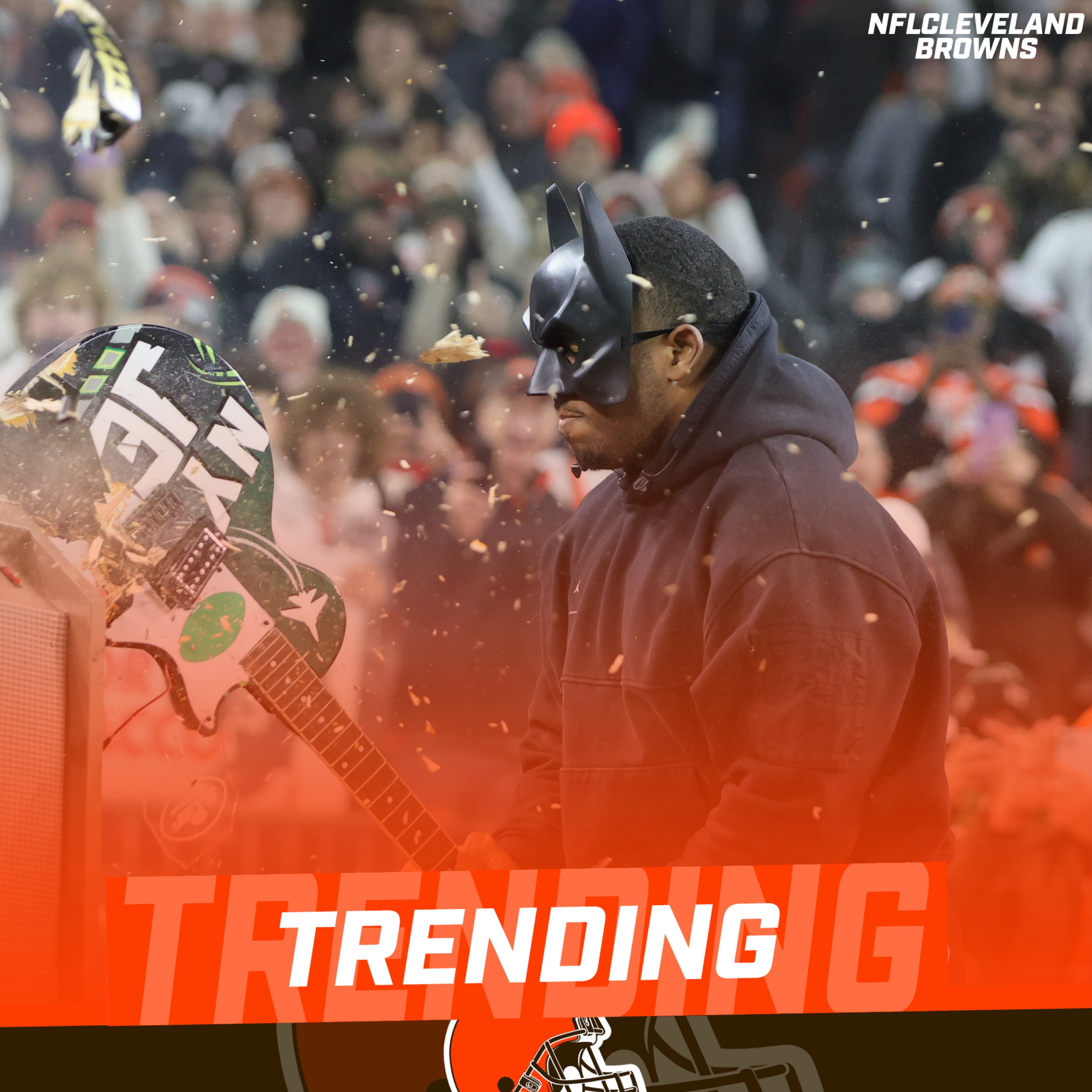 Instagram post by @nflclevelandbrowns for Polymarket. Caption reads: [...] of winning the game according to....