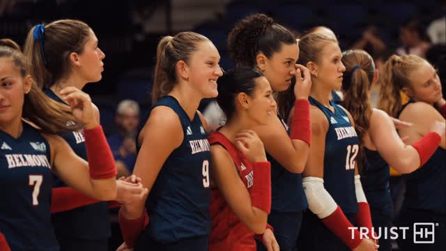 Instagram post by @belmontvball for Truist. Caption reads: [...] 𝙒𝙤𝙢𝙚𝙣” presented by @truist featuring....