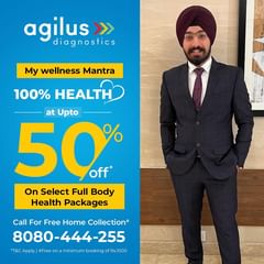 Instagram post by @turbanfoodie for Agilus Diagnostics. Caption reads: #AD Unlock 100% health with Agilus Diagnostics! 🩺....