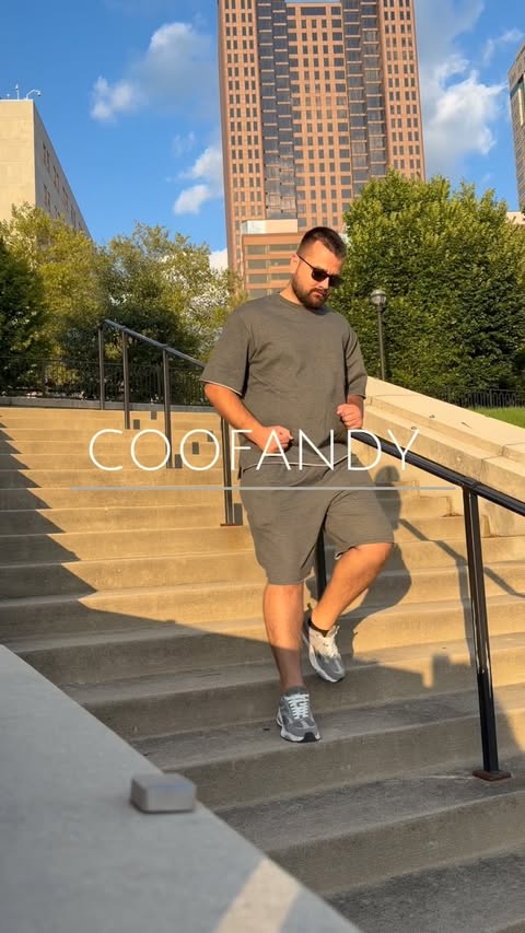 Instagram post by @kena_creation_us for COOFANDY. Caption reads: #ad Loving this COOFANDY set! 🖤 The relaxed fit....