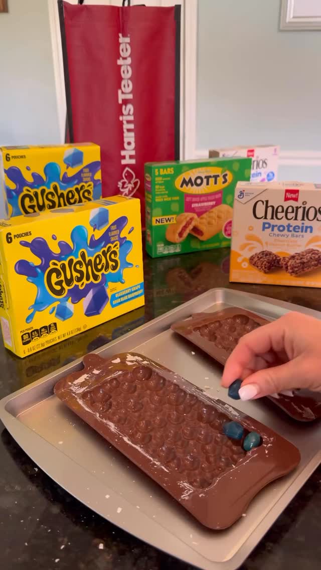Instagram post by @onesweeetmama for Harris Teeter. Caption reads: Gushers don’t have any chocolate… so I added some!....