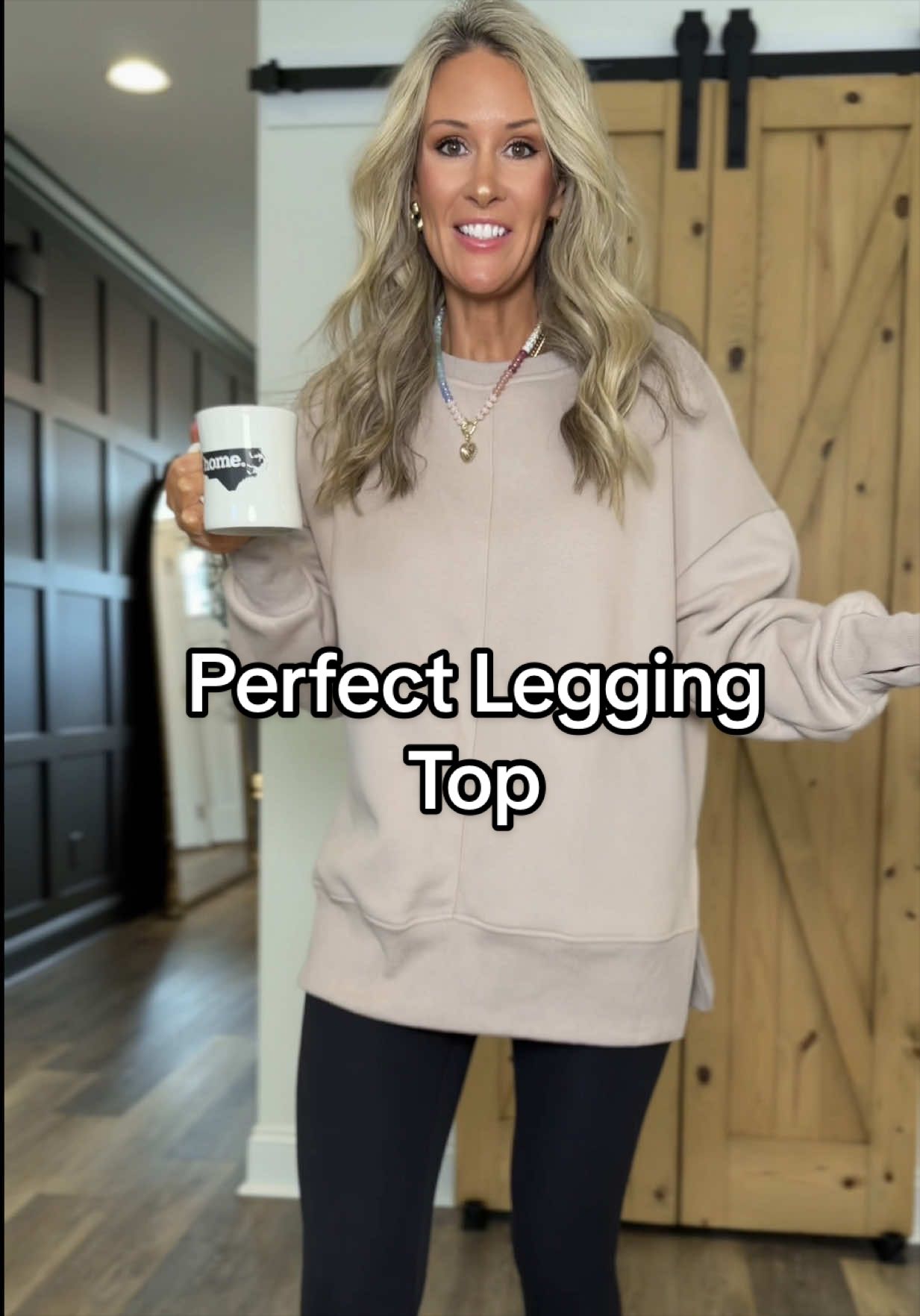 TikTok post by @mindy_lou for Anrabess. Caption reads: [...] Perfect to pair with leggings💛@ANRABESS....