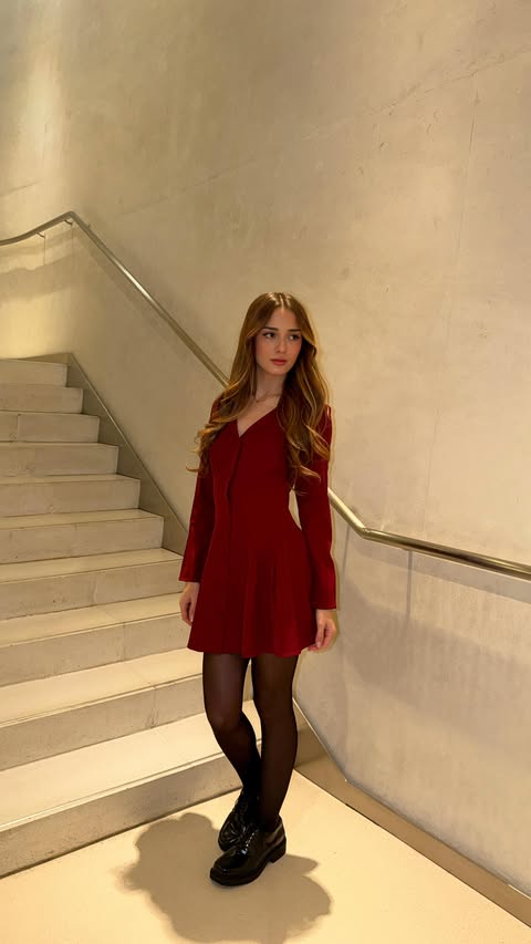 Instagram post by @zhanesss_ for Rihoas. Caption reads: [...] I found the perfect wine-red dress....