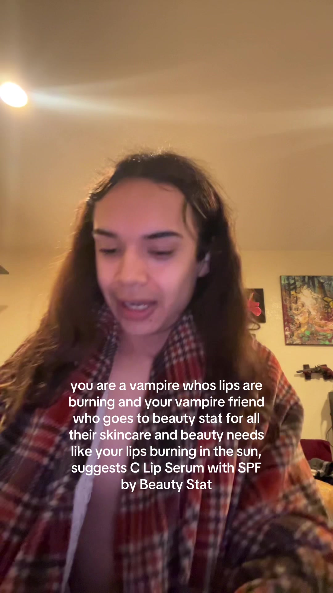 TikTok post by @ikaikahudgens for BeautyStat. Caption reads: [...] from the sun with C lip serum, @beautystat....