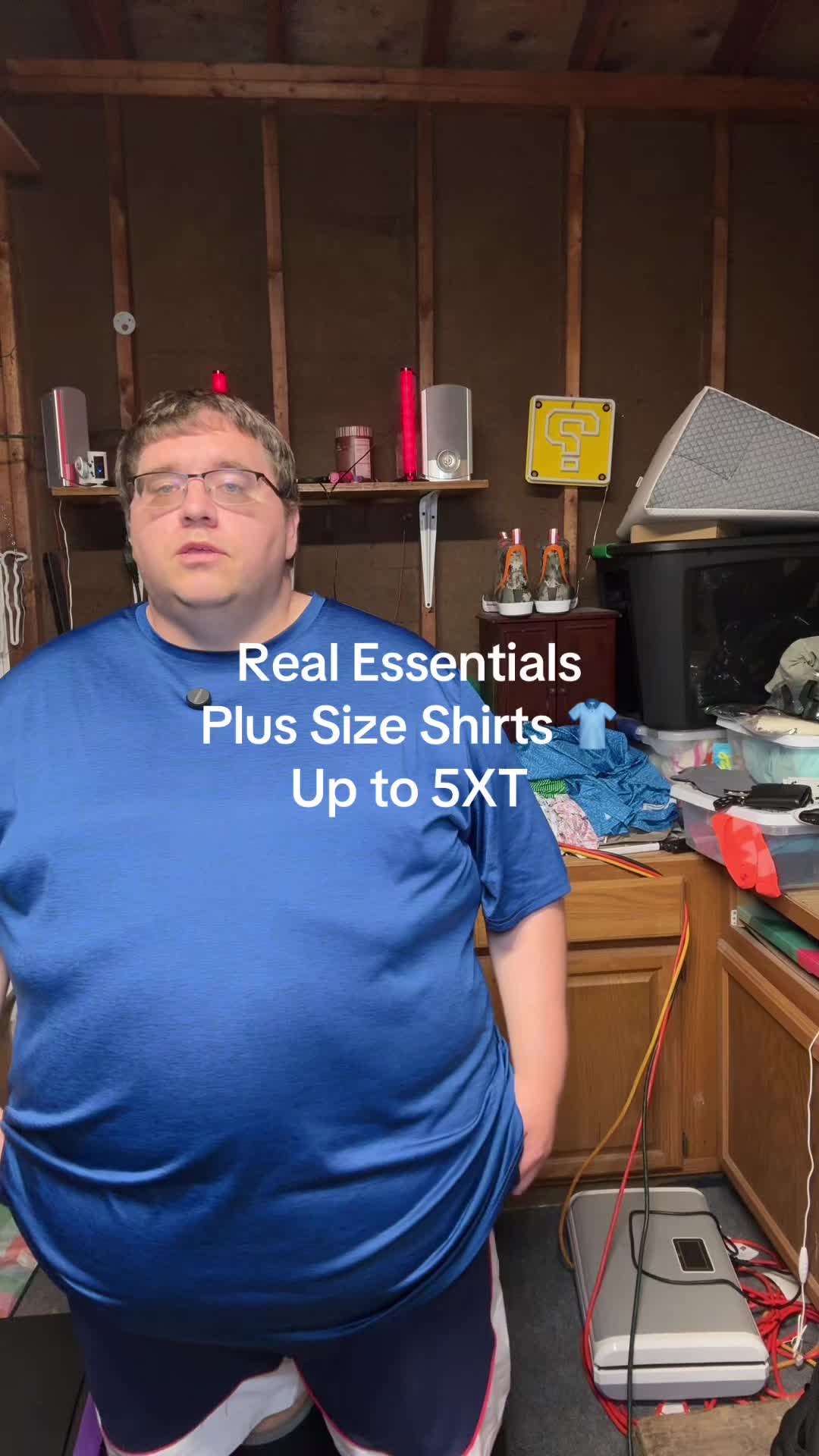 TikTok post by @plantformed for Real Essentials. Caption reads: Real Essentials has the best Plus Size shirts at....