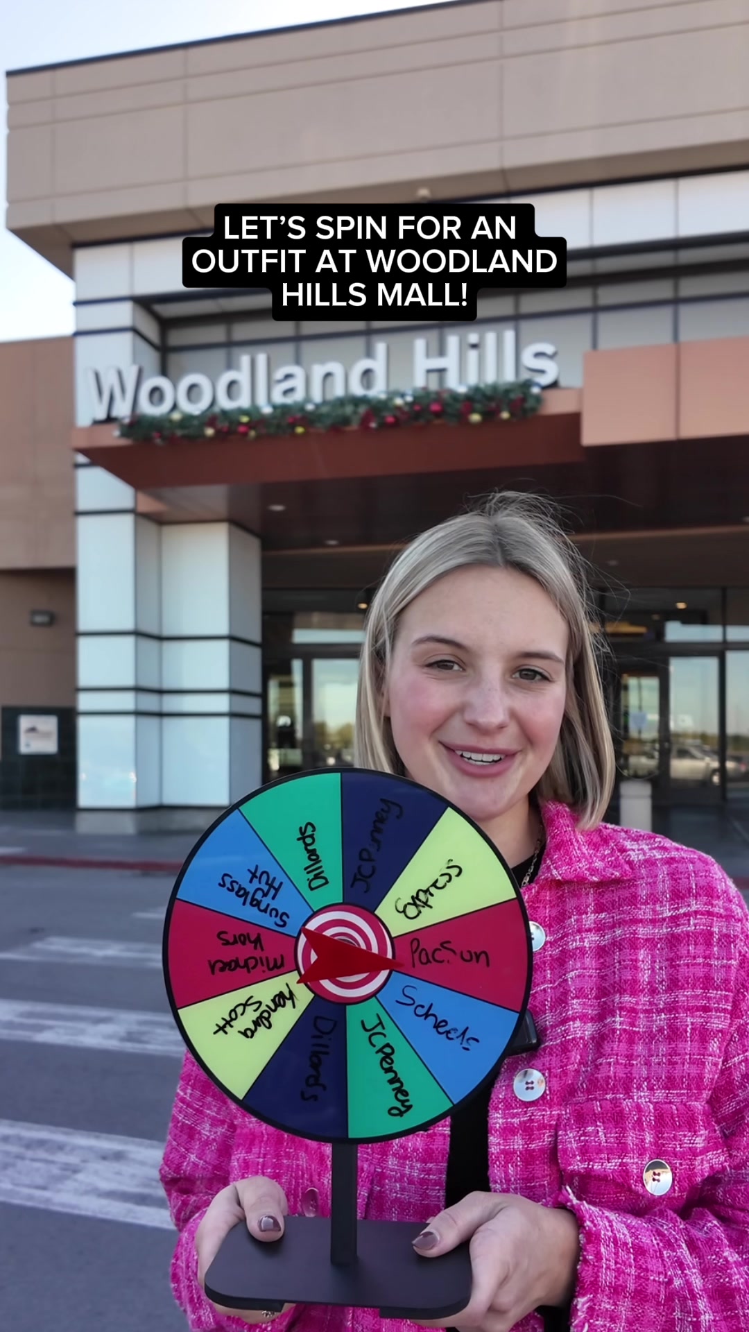 TikTok post by @maryledbetter9 for The Mall Luxury Outlets. Caption reads: Let’s spin for an outfit at Woodland Hills Mall!....