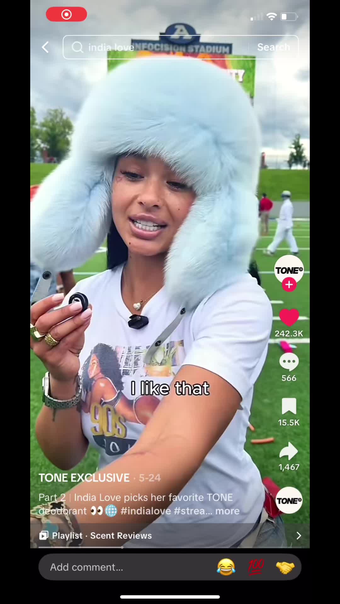 TikTok post by @cashmi3r_ for TONE by AMP. Caption reads: @Indialove @TONE EXCLUSIVE .