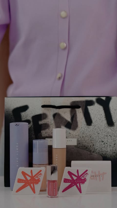 Instagram post by @thameenah_s for FENTY SKIN. Caption reads: [...] 💄🧳✨ 

#FentyBeauty #FentyMinis #FentySkin....