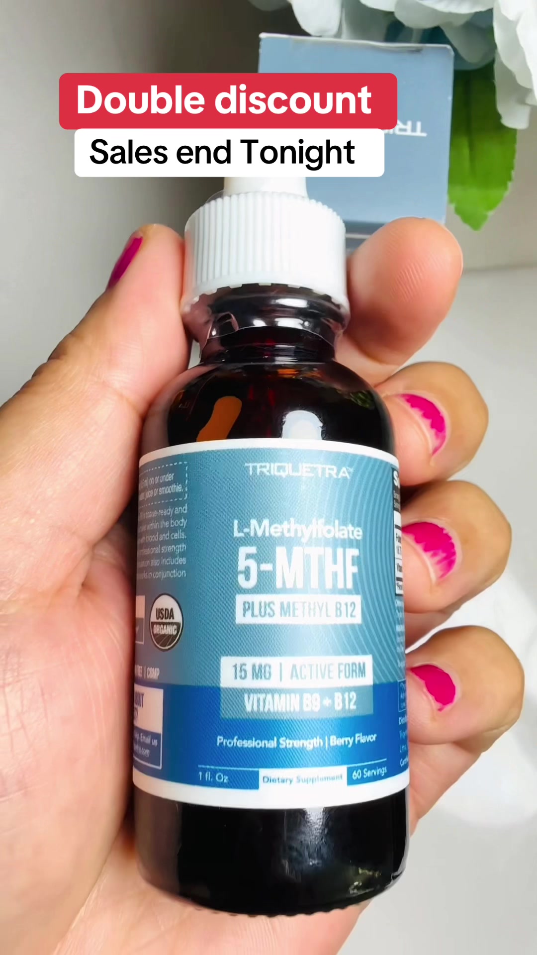 TikTok post by @officialkalpu for Triquetra Health. Caption reads: #LMethyfolate #methylfolateb12, #activefolate....