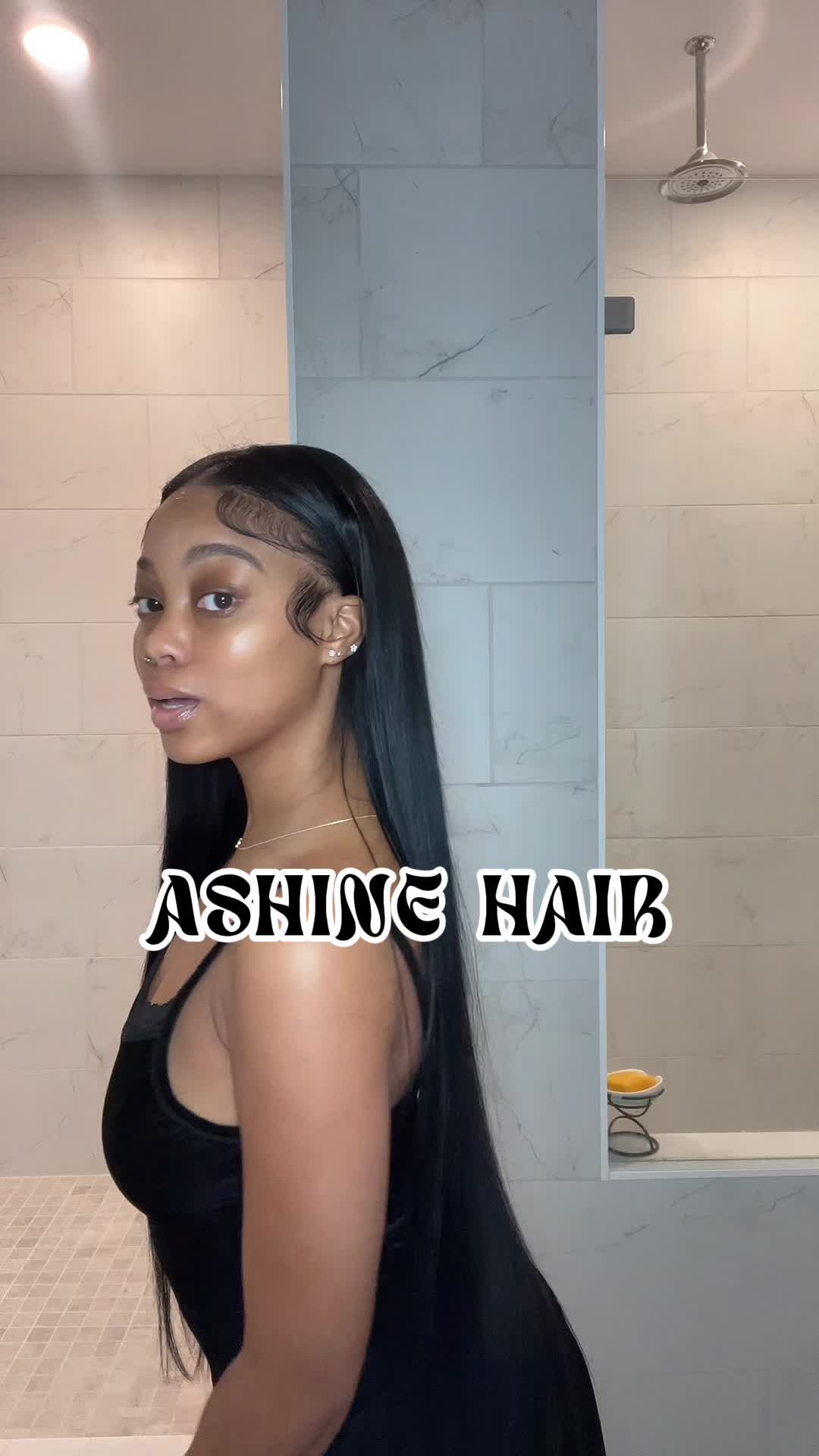 TikTok post by @imdarealtink for Ashinehair. Caption reads: Get 15% off over $25 #RushReady @Ashinehair US .