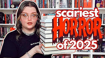 YouTube post by @JordalineReads for BookoftheMonth. Caption reads: The BEST Horror of 2025! 🤍💀.