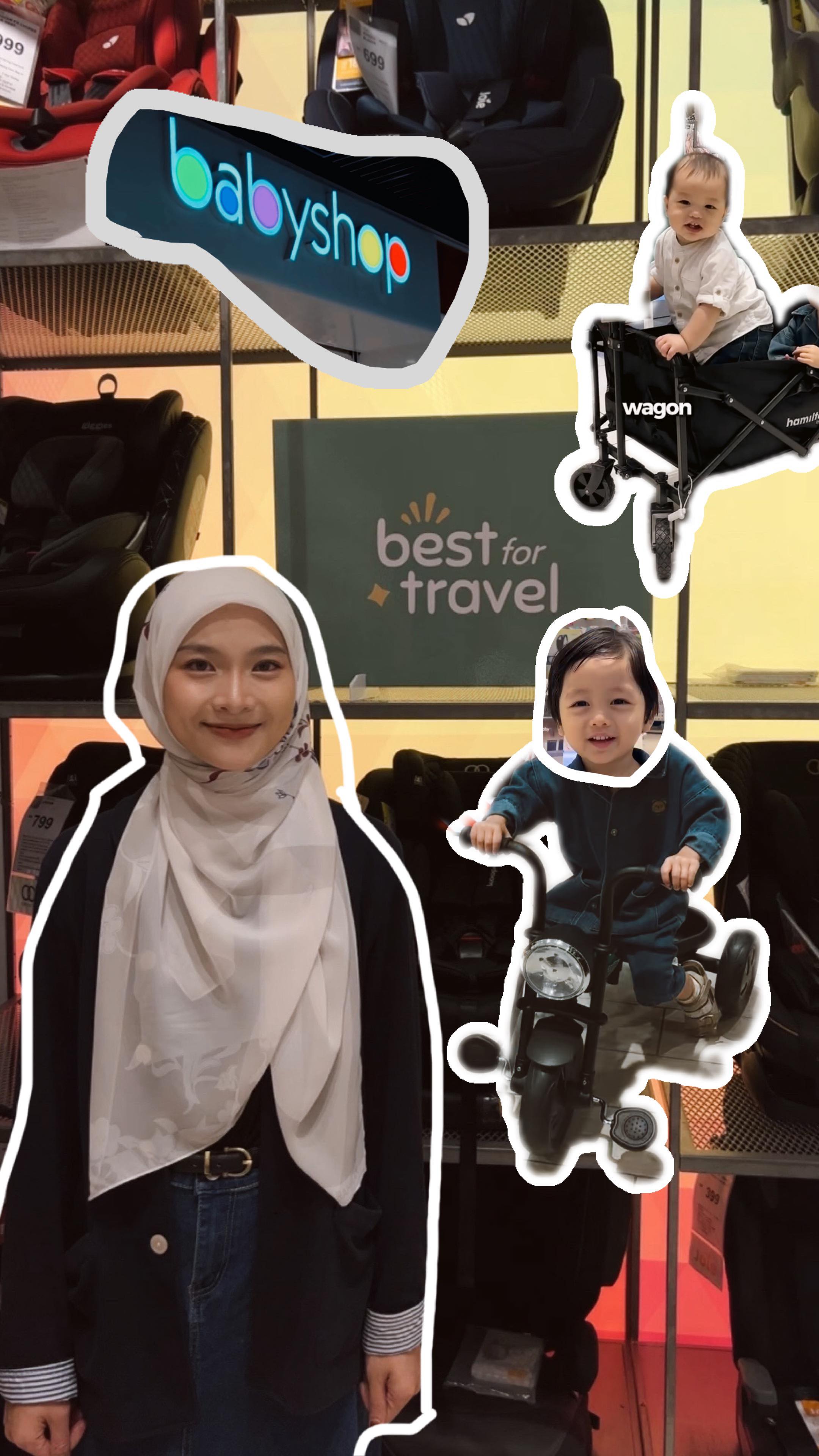 Instagram post by @wnafifahwh for Babyshop. Caption reads: Hacks for stress-free travel with....