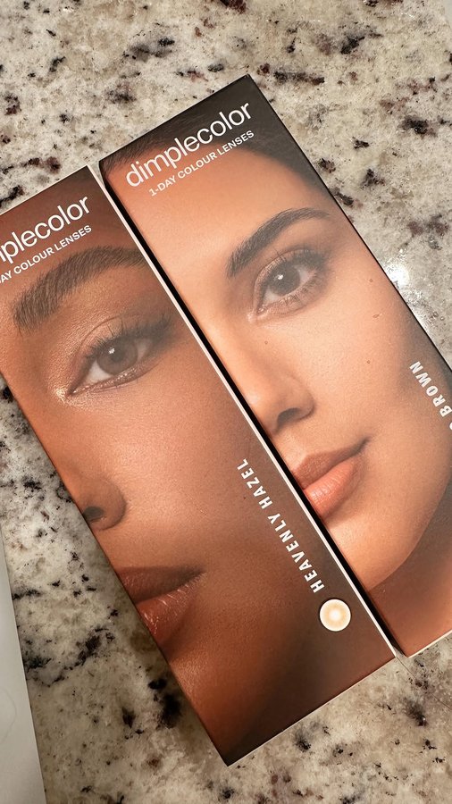 Instagram post by @adrianaymartinez for Dimple Color. Caption reads: I got hit with @dimple.color contacts and added to....