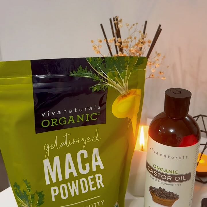 Instagram post by @clovermom_coygirl for Viva Naturals. Caption reads: Viva Naturals Organic Castor Oil for Eyelashes and....