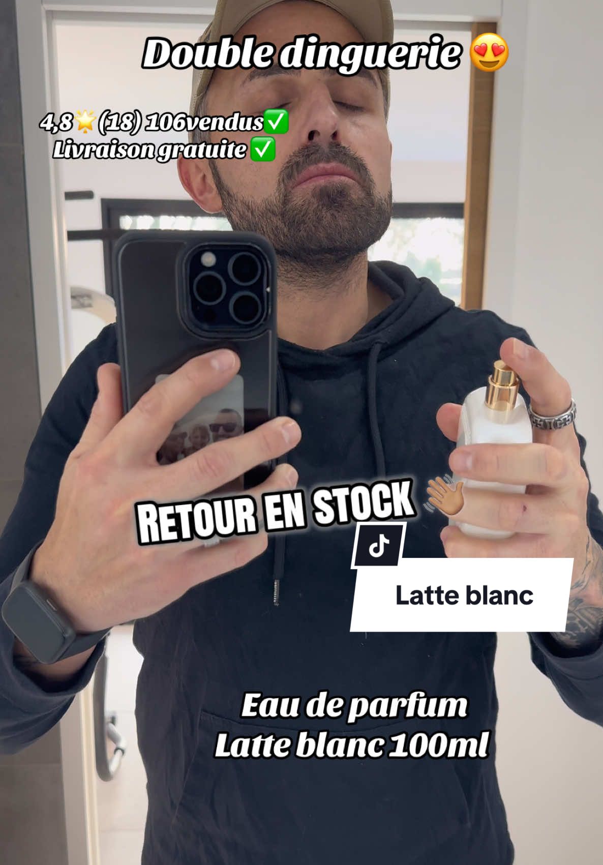 TikTok post by @gregraw for Aprizo. Caption reads: [...] #eaudeparfum #latteblanc #louimartin @APRIZO.