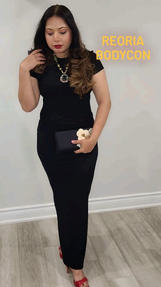 Instagram post by @anilarazzaq.official for Reoria. Caption reads: POV: You just found that perfect black bodycon....