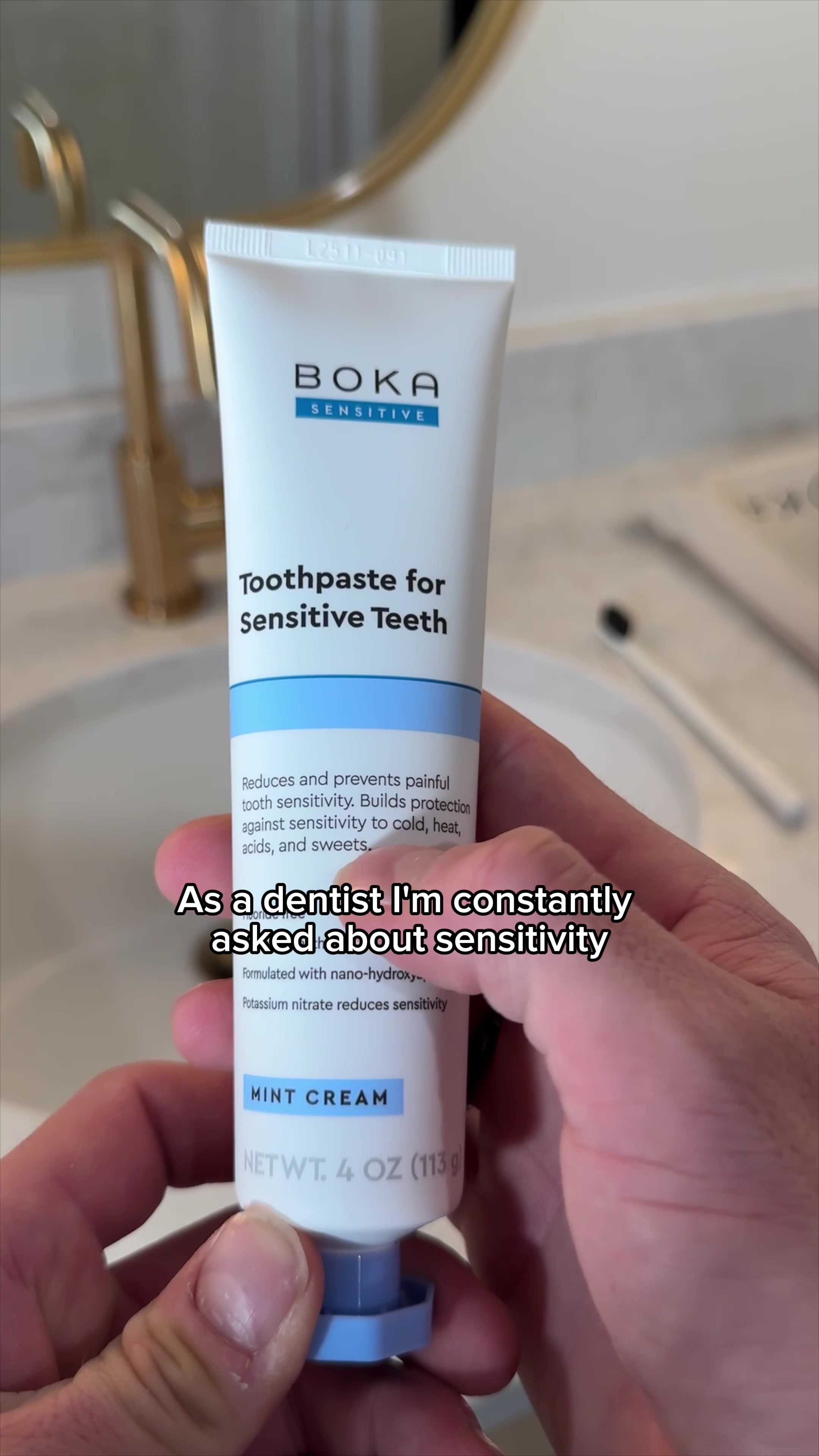 TikTok post by @doctor.mark for Boka. Caption reads: [...] toothpaste really helps me out. @Boka Oral....