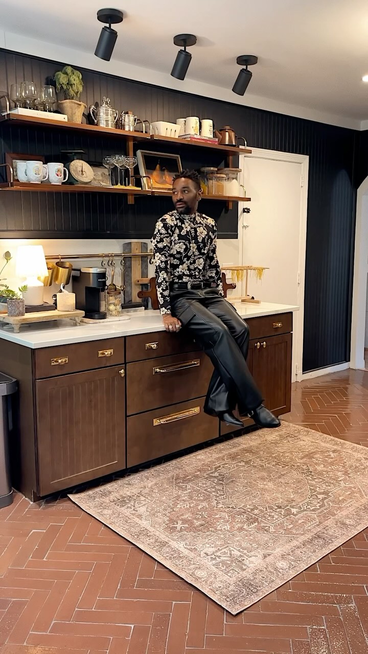 Instagram post by @moorehisstyle for RugsUSA. Caption reads: Adding the finishing touches to our kitchen with....