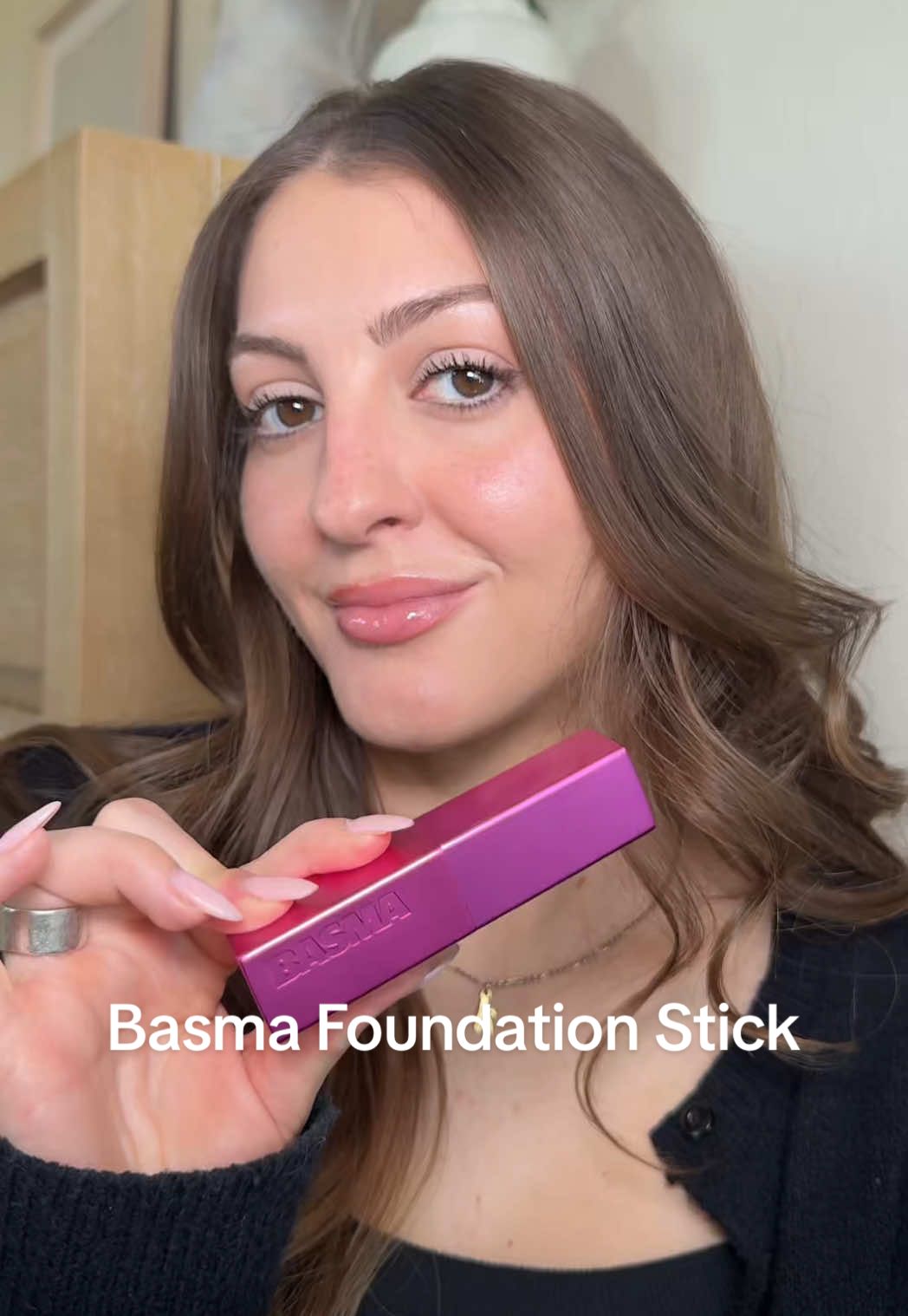 TikTok post by @kenadeemc for BASMA Beauty. Caption reads: [...] shade using the Shade Finder Quiz on....