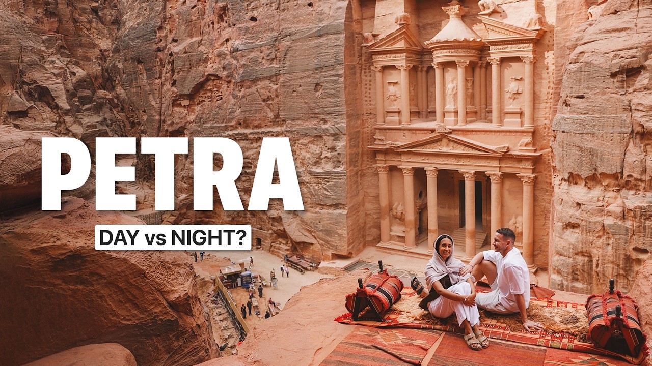 YouTube post by @DaneAndStacey for G Adventures. Caption reads: PETRA Was AMAZING! 🥹 (We Had To Go TWICE).