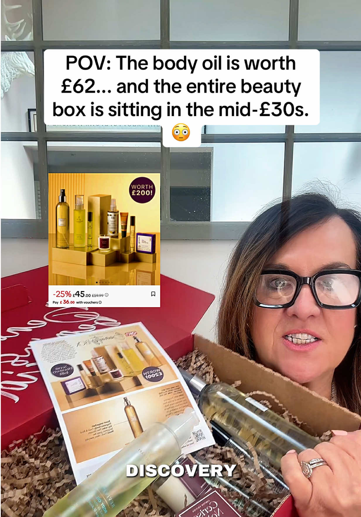 TikTok post by @clareepls for OK! Beauty Box. Caption reads: [...] too good to hang around for. ✨🛍️ @OK!....