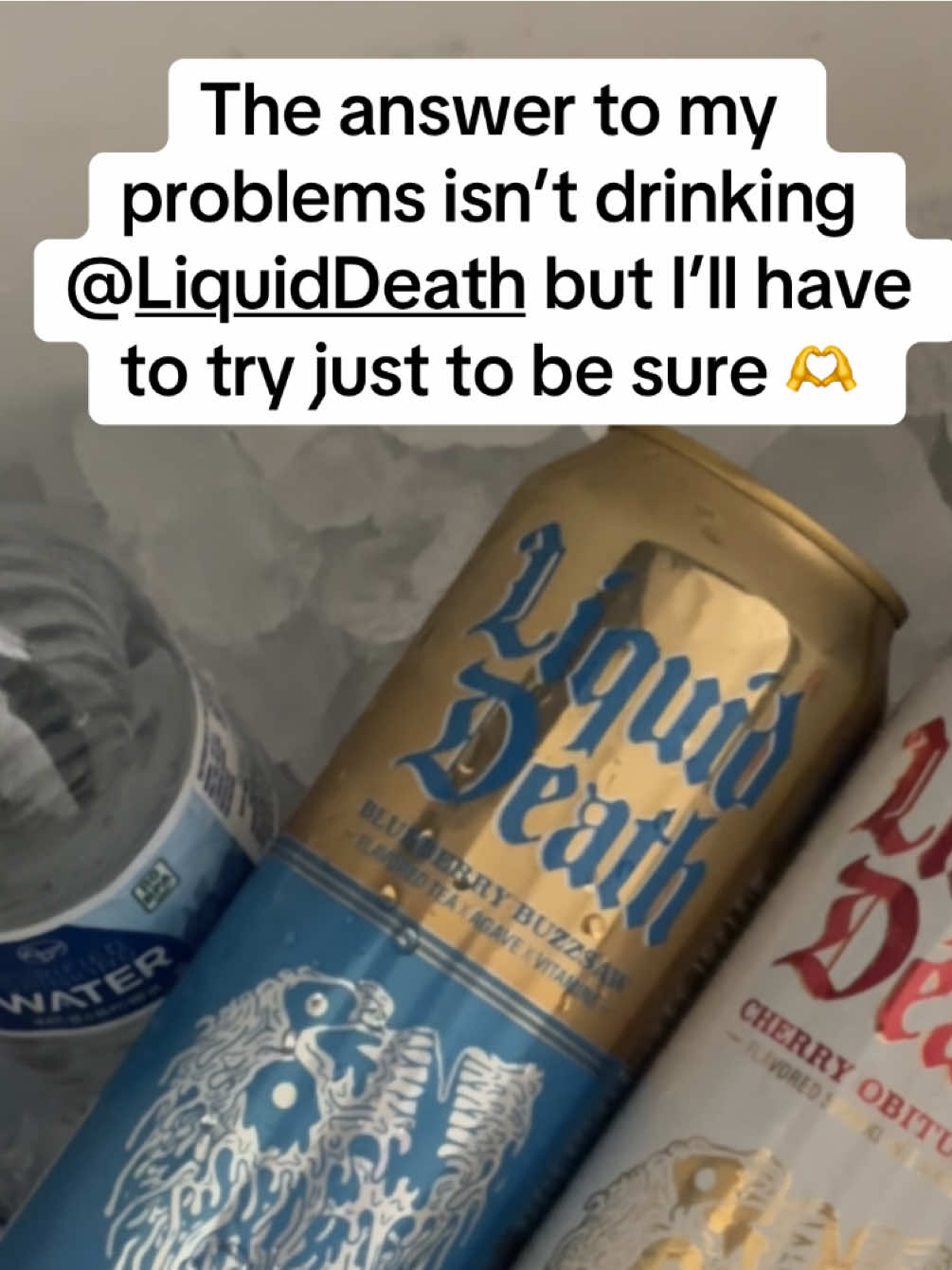 TikTok post by @mayraalexaldama for Liquid Death. Caption reads: [...] have been fueled by @Liquid Death these last....
